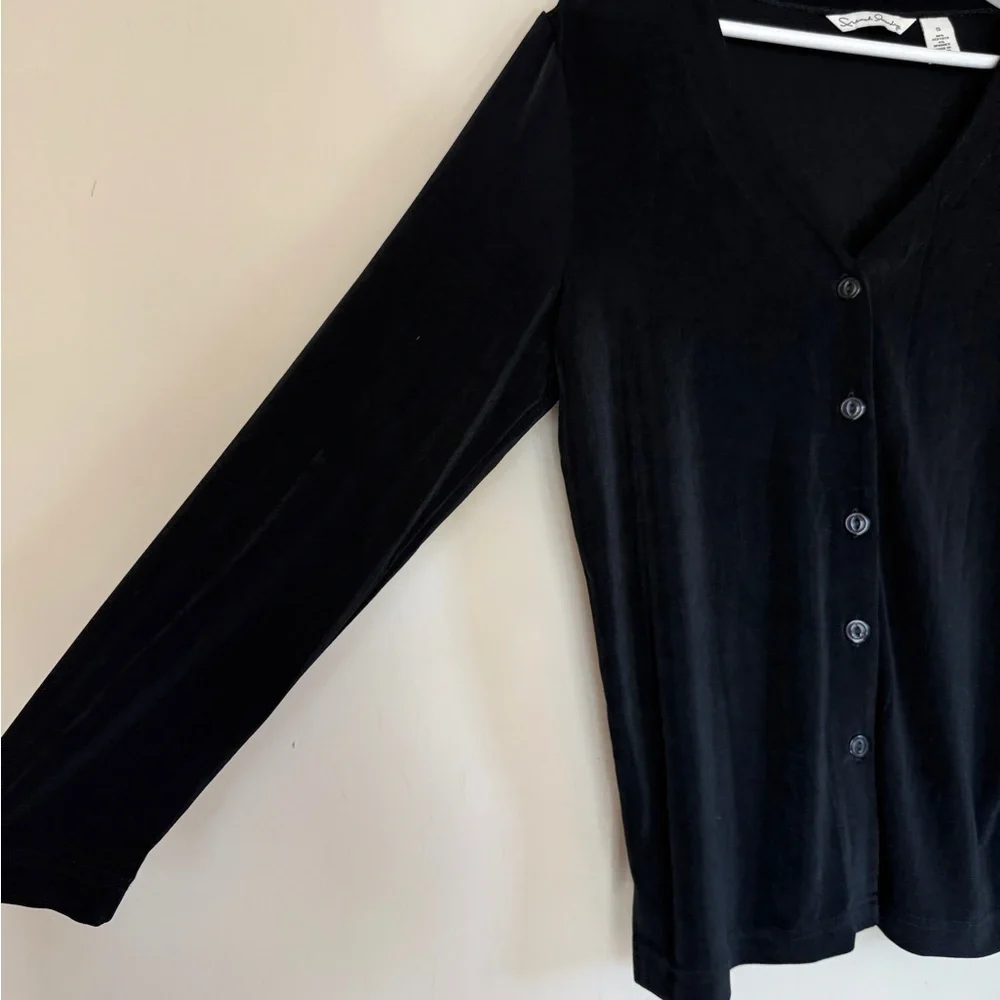 French laundry Black V-Neck Cardigan Travel Wrinkle Free Small